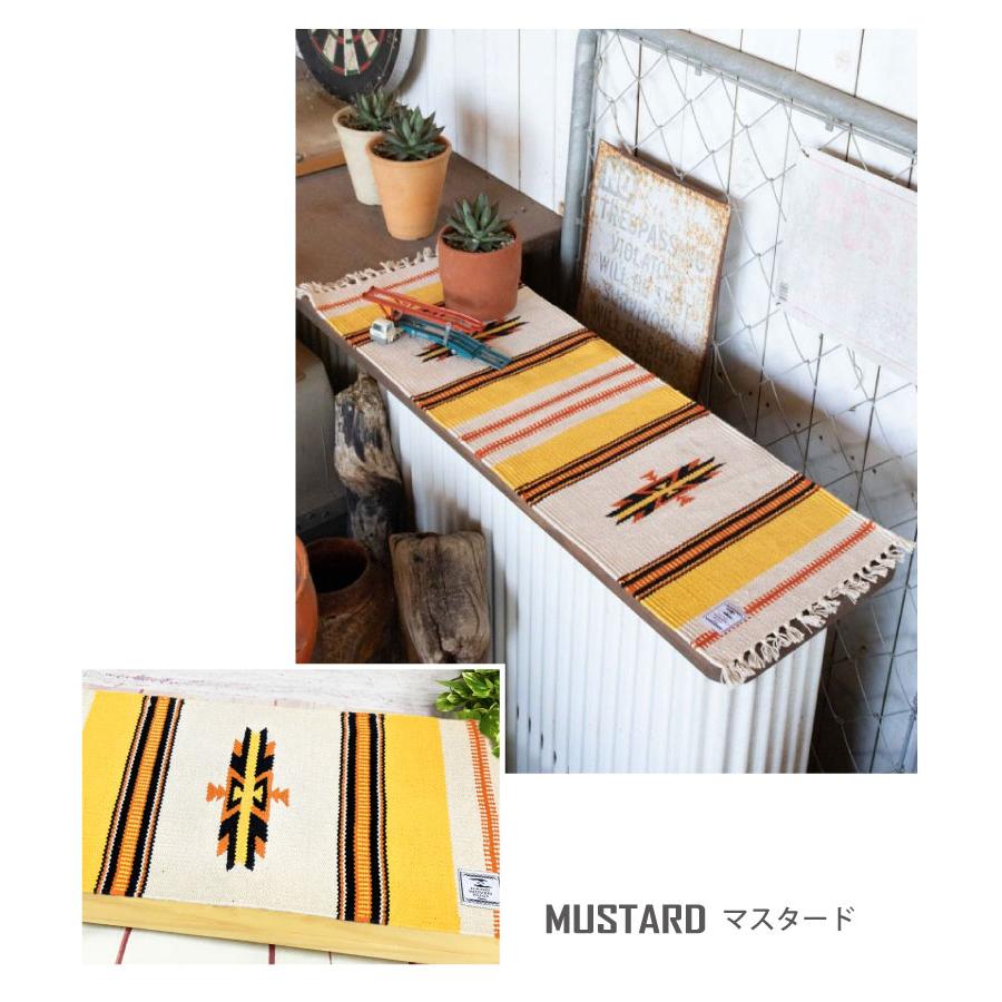 オルテガ柄ラグマット 小さめ 長方形 30cm×90cm タッセル付き ミニラグ