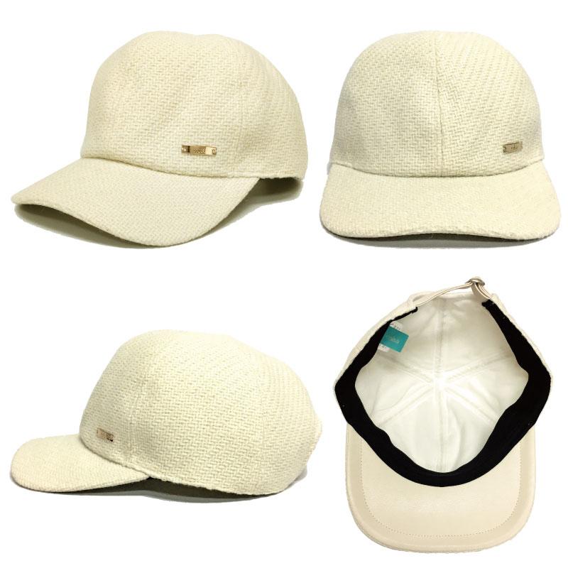 クーポンで20％OFF レディース キャップ ツイード生地 オフホワイト