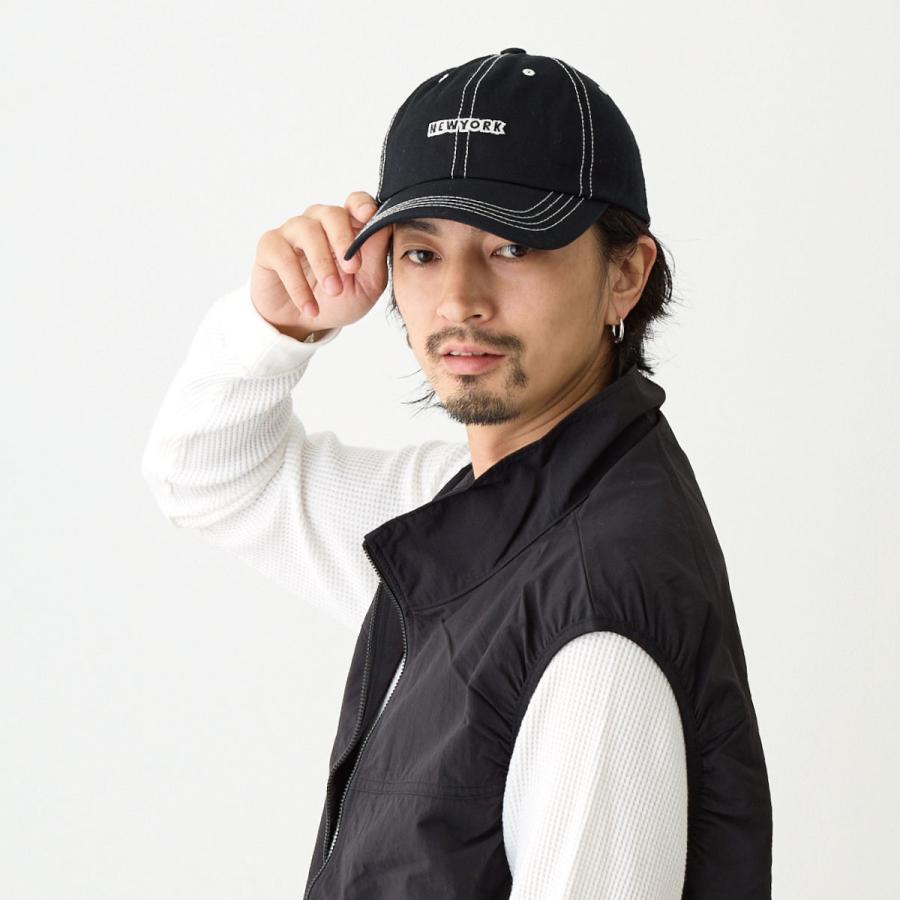 キャップ コットン 帆布 ステッチ NEWYORK ロゴ メンズ 帽子 綿 サイズ