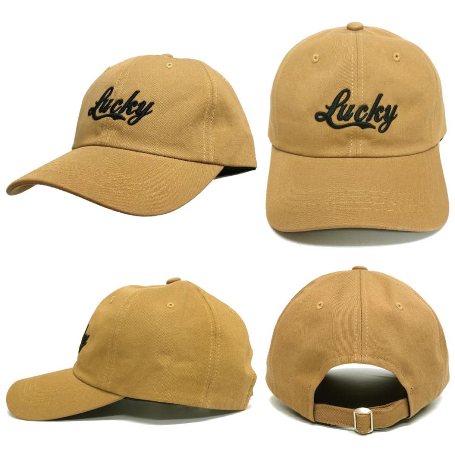 キャップ コットンツイル Lucky 刺繍ロゴ 帽子 メンズ ゴルフ 55cm