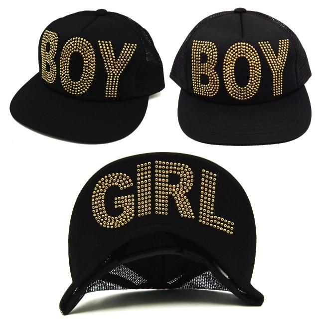 キャップ メッシュ 帽子 BOY＆GIRLロゴ アンダーバイザー ブラック