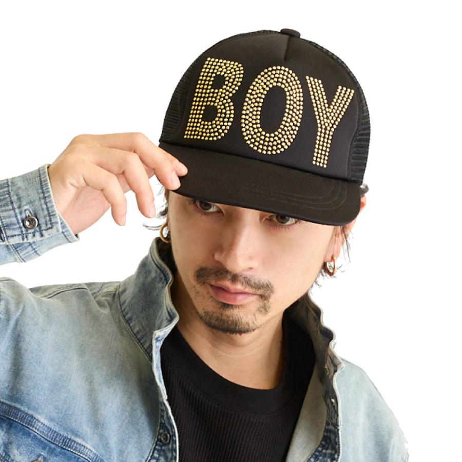 キャップ メッシュ 帽子 BOY＆GIRLロゴ アンダーバイザー ブラック