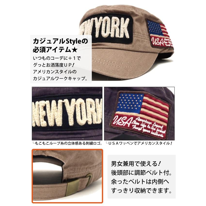 キャップ 帽子 ワークキャップ 秋冬 メンズ NEWYORK 刺繍ロゴ