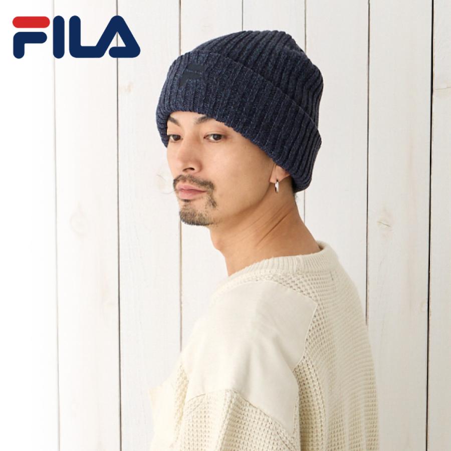 FILA（フィラ） ロゴ ニット帽 メンズ 裏起毛 秋冬 ニットキャップ 耳
