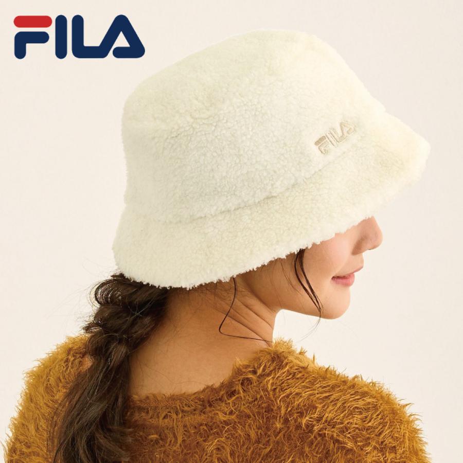 FILA（フィラ） ボア バケットハット 耳まで暖かい もこもこ 洗える