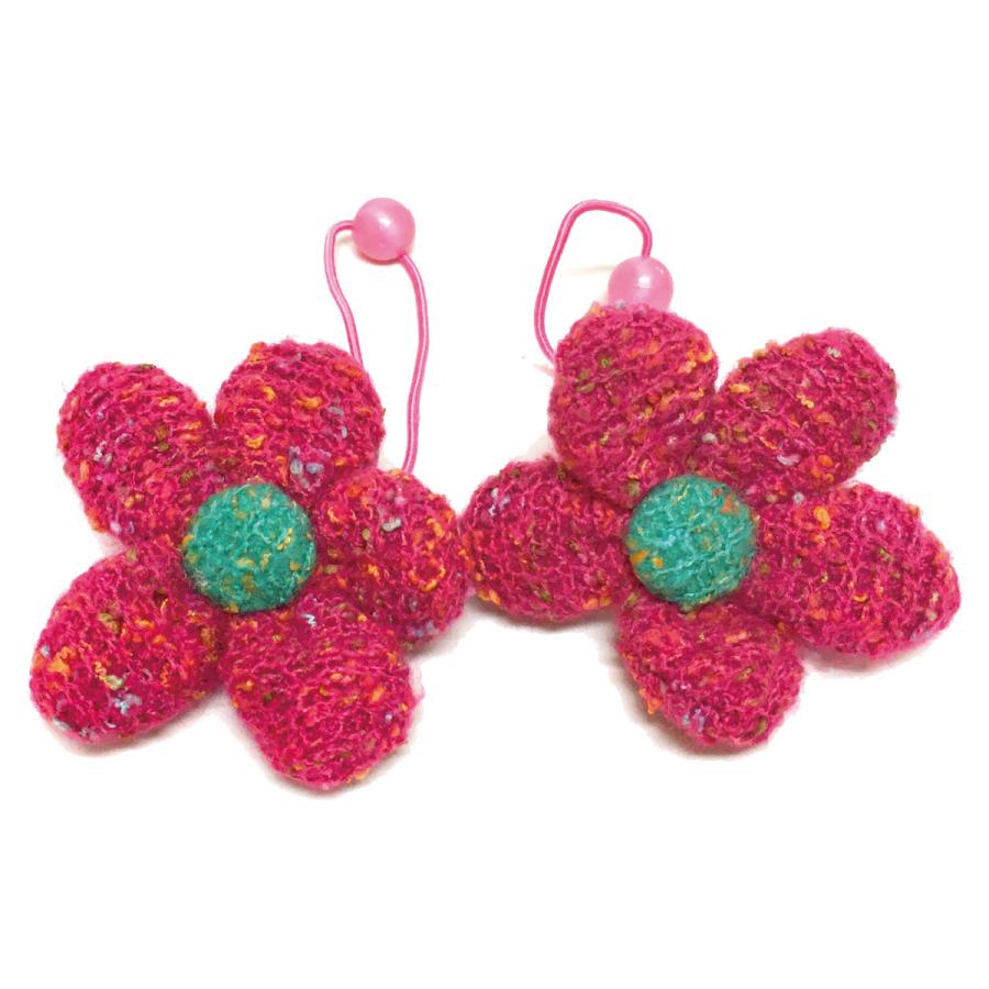 ヘアゴム 2個セット お花 ツインテール もこもこ ぷっくり可愛い