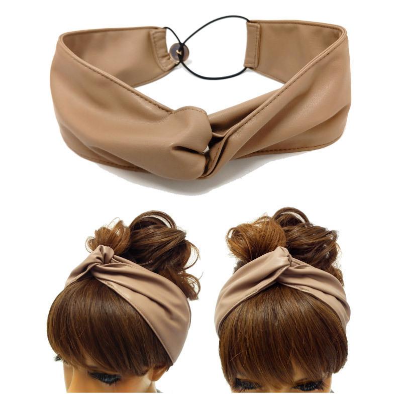 クーポンで20％OFF ヘアターバン PUレザー調 ヘアバンド レディース