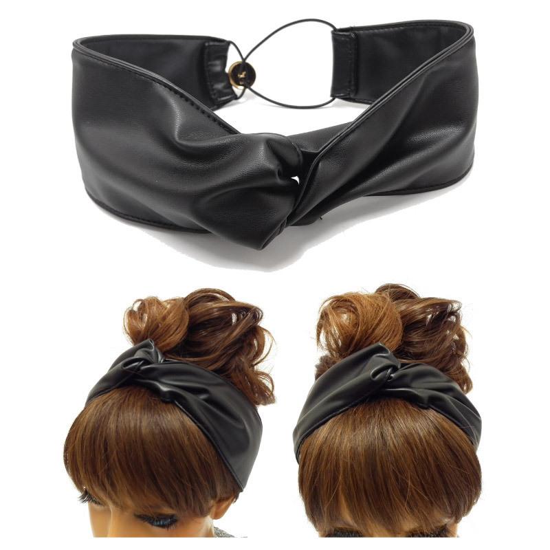 クーポンで20％OFF ヘアターバン PUレザー調 ヘアバンド レディース