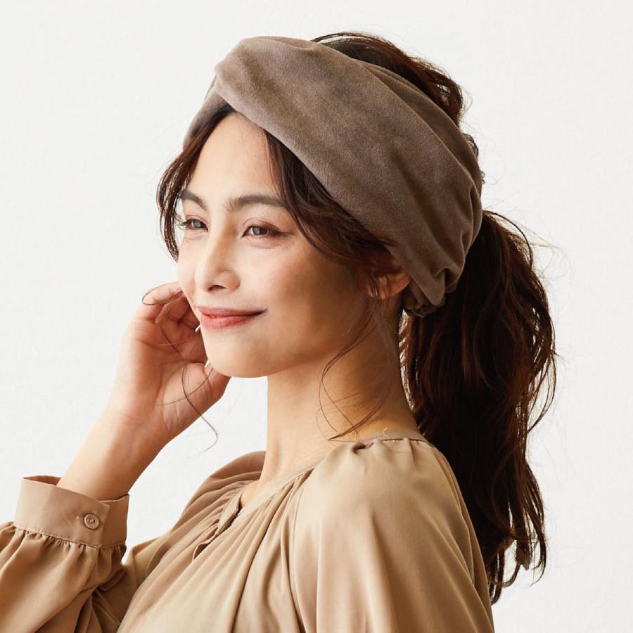 幅広 へアバンド スエード調 レディース 太幅 ターバン ヘアアレンジ