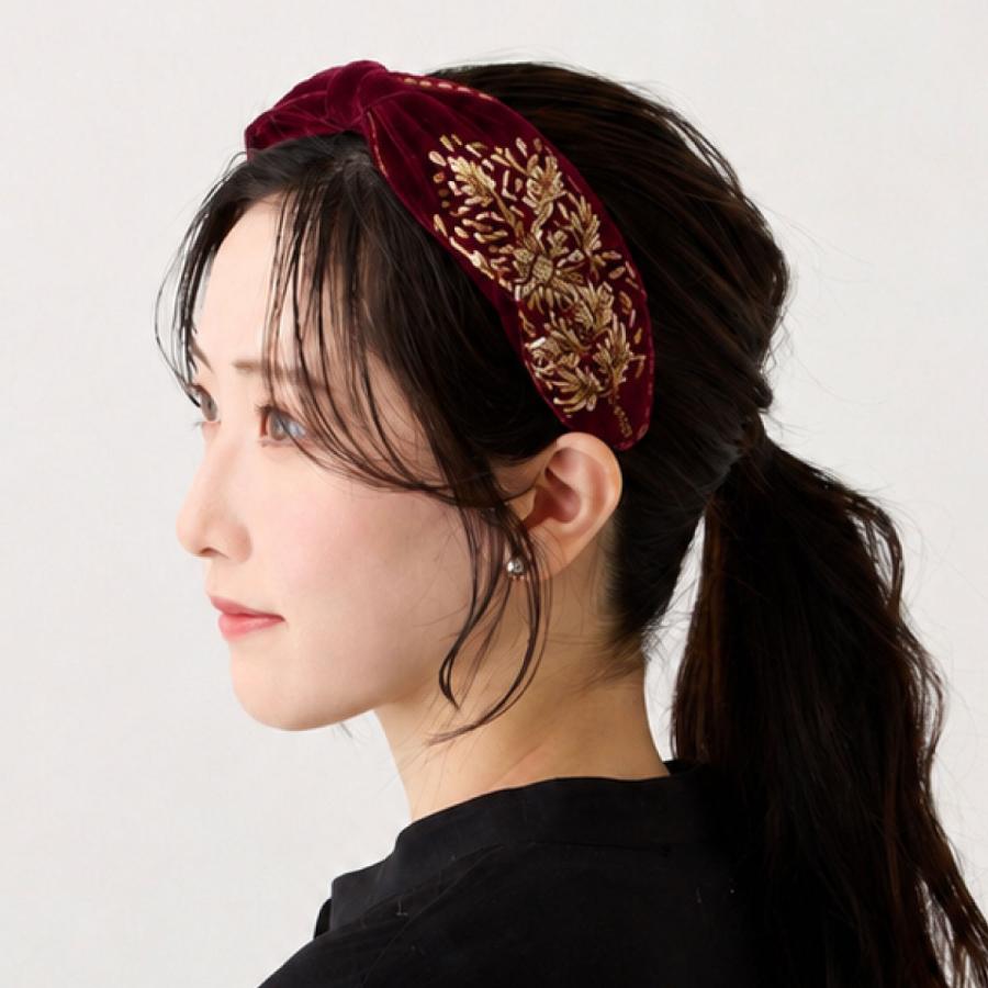 カチューシャ 幅広 太幅 痛くない オリエンタル 上品な光沢感 刺繍