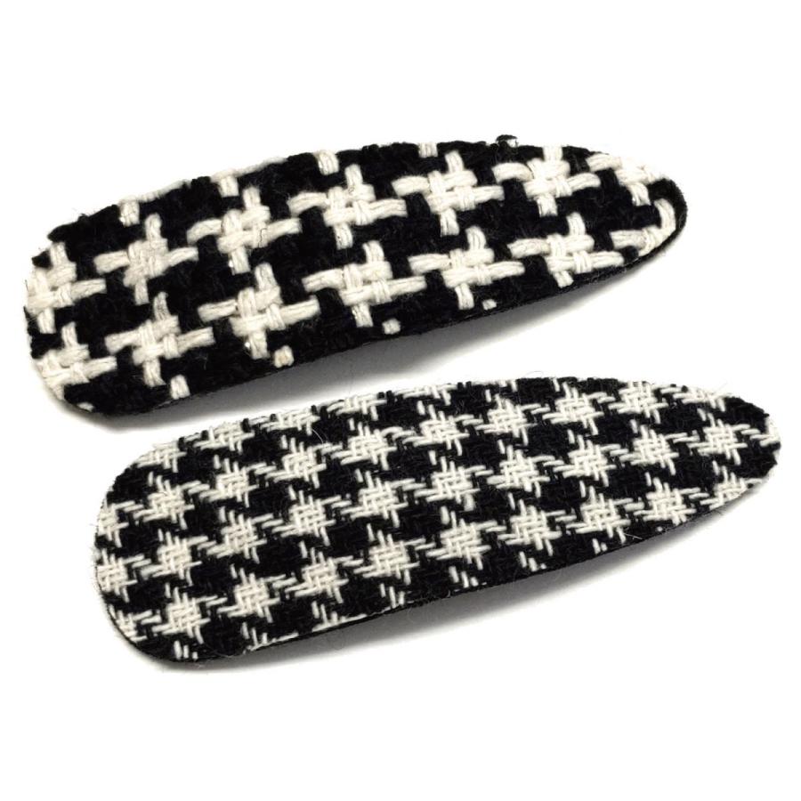 ヘアアクセサリー 千鳥柄 パッチンピン 2個セット 簡単 アレンジ