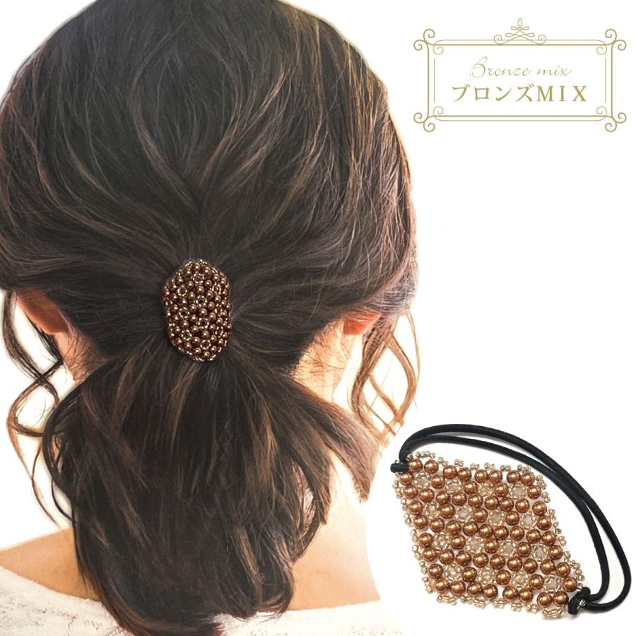 ヘアゴム 3種 えらべる 可愛い モチーフつき パール ビーズ ポニー