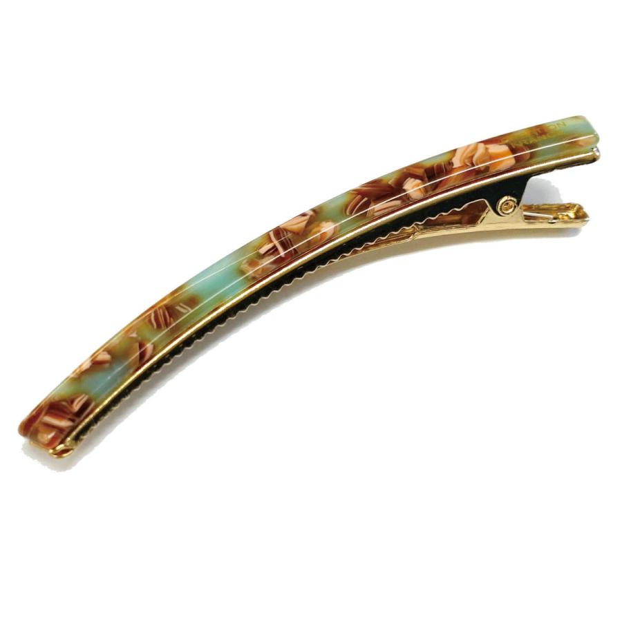 マーブル調 ヘアクリップ 細長 カーブ くちばしクリップヘアピン 大人