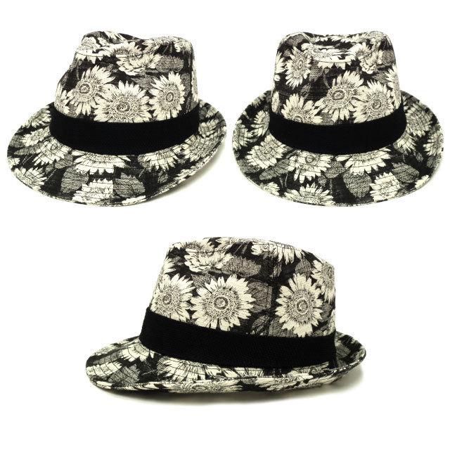 BIG 中折れハット ボタニカル柄 大きいサイズ 60cm 花柄 コットン 男女