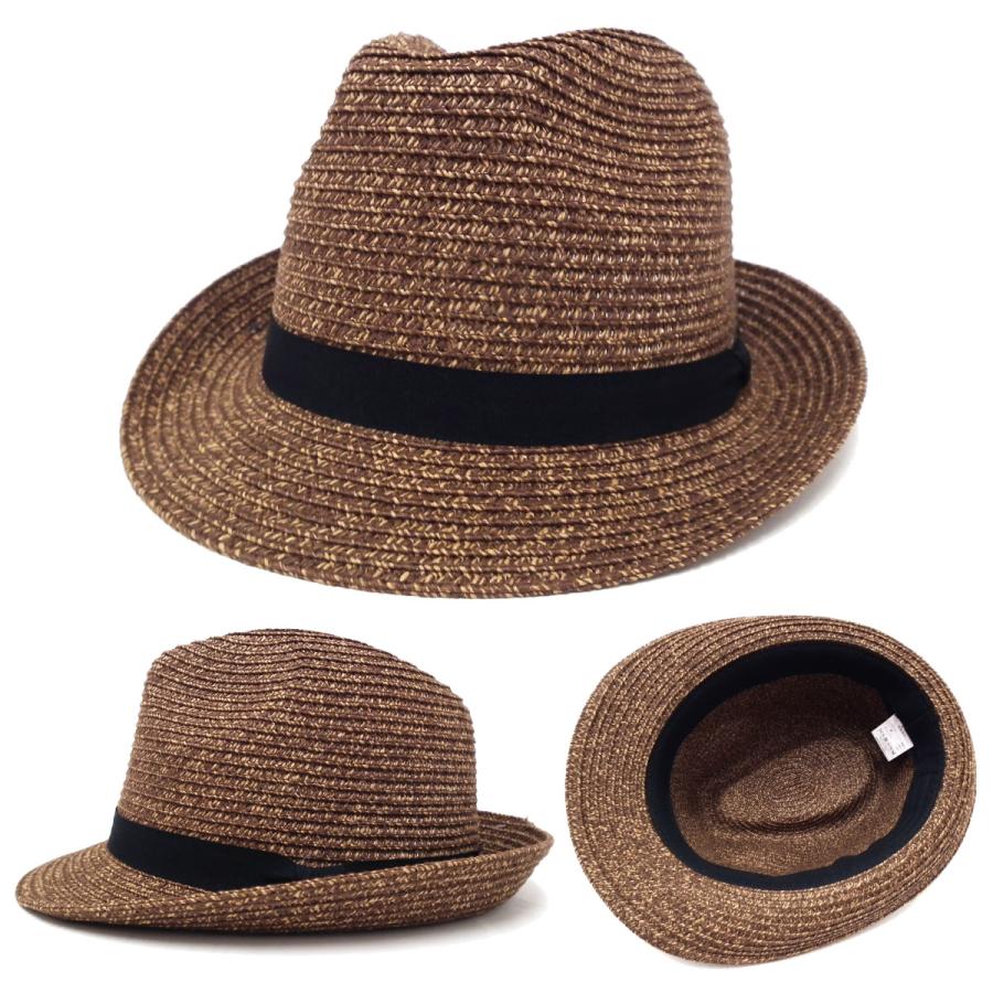 中折れハット たためる 帽子 58cm 形状記憶 涼しい ブレード編み 無地