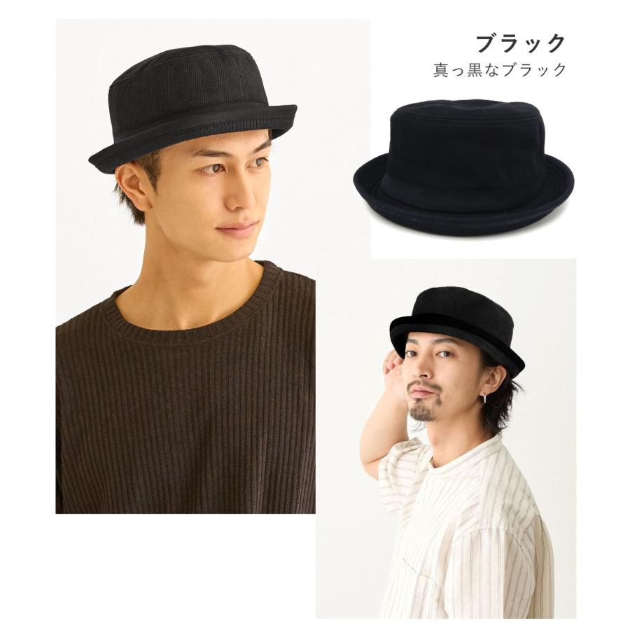 ポークパイハット メンズ 帽子 綿 ヘリンボーン柄 コットン 60cm 58cm