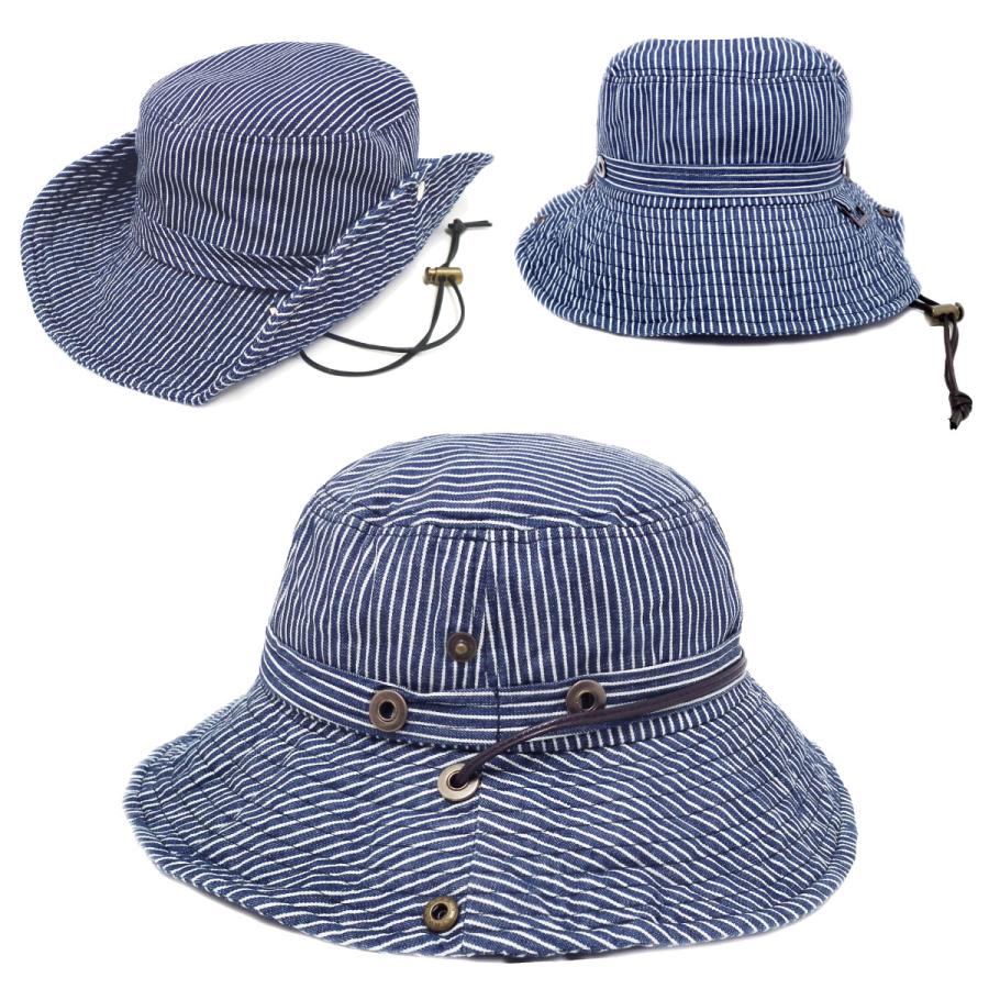 サファリハット 帽子 キッズ 55cm 小さめ ヒッコリーストライプ柄 hat