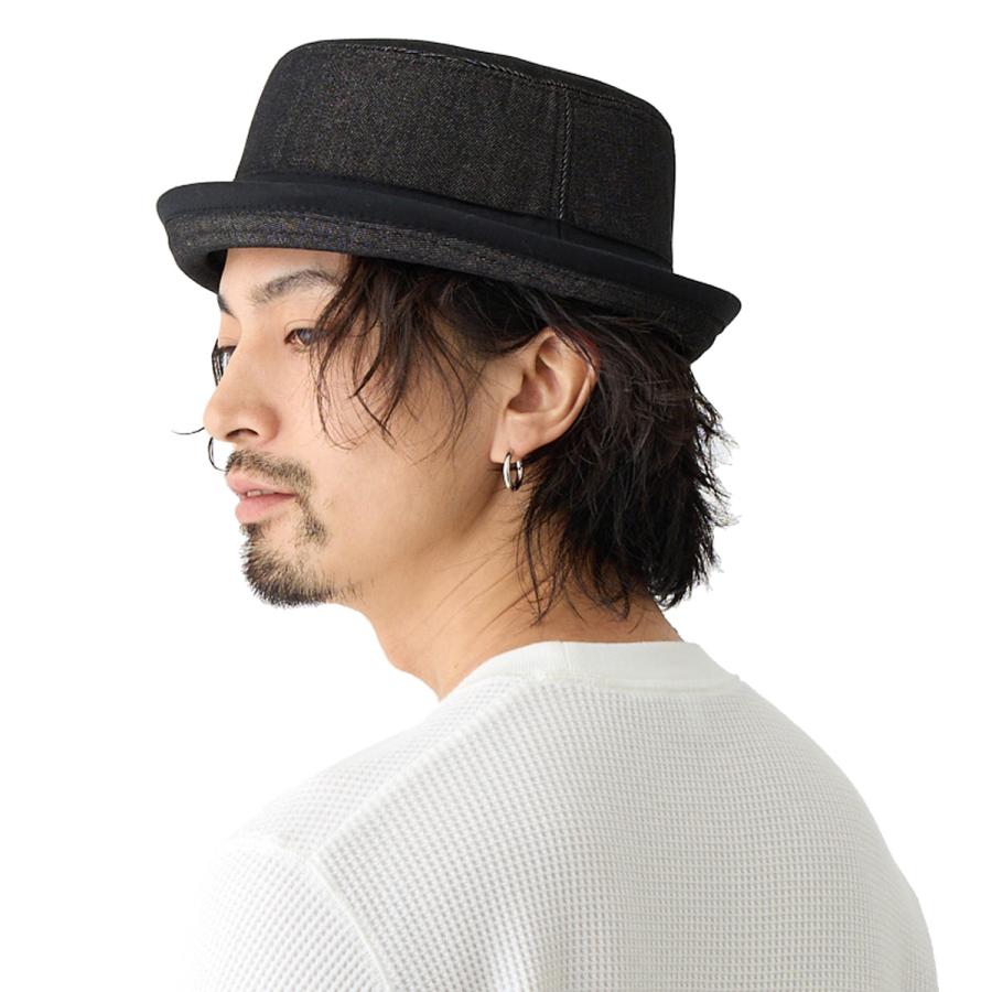 ポークパイハット メンズ 帽子 デニム調 61cm 58cm バケハ hat-1348