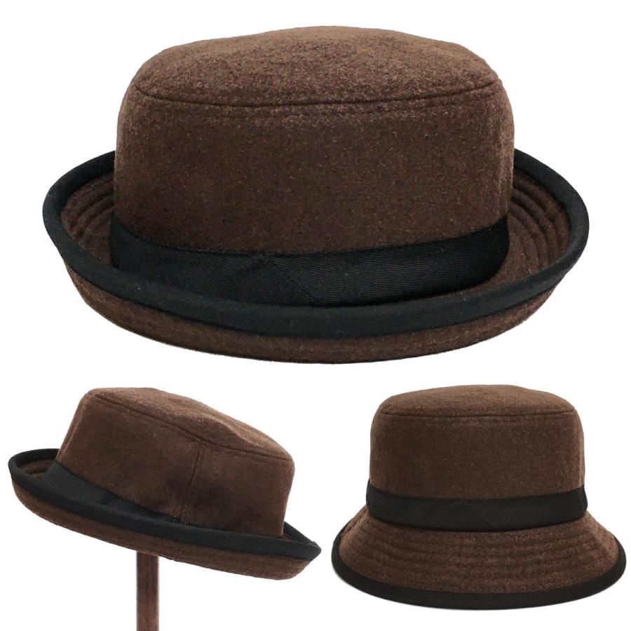 ポークパイハット メンズ 帽子 秋冬 ウール100% バケハ 57cm 59cm hat