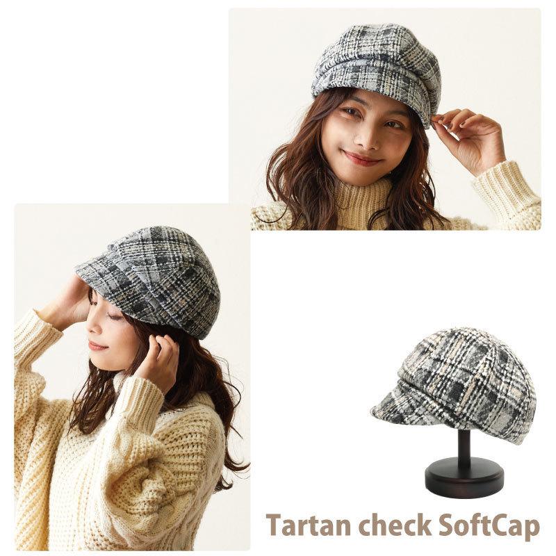 秋冬 キャップ 帽子 レディース キャスケット ツイード タータン