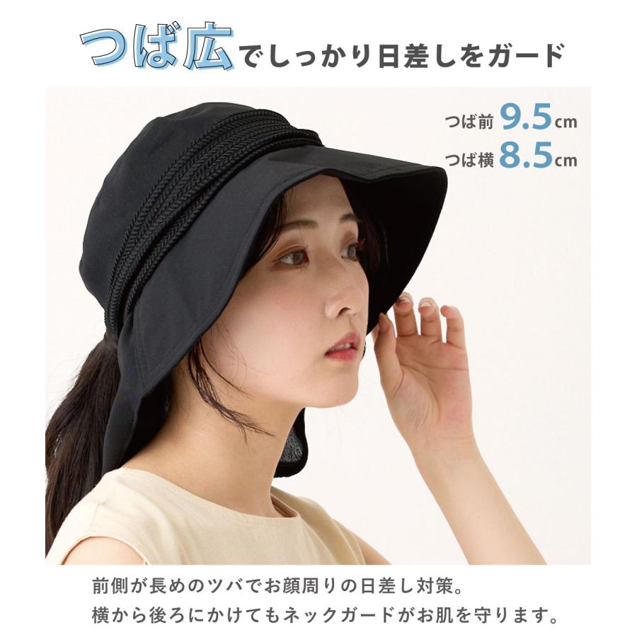 帽子 レディース 夏 軽く涼しい つば広 エアスルーハット ネックガード