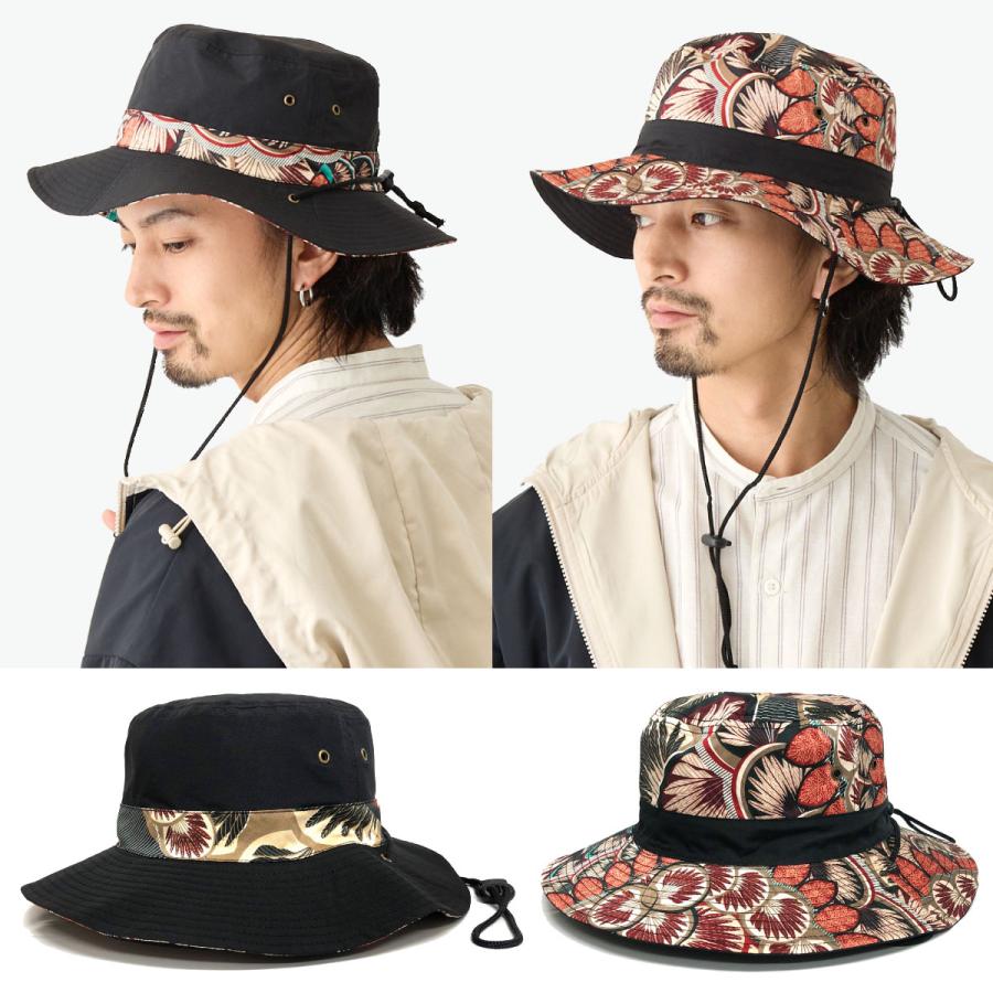 リバーシブル サファリハット 帽子 無地＆エスニック柄 60cm BIG hat