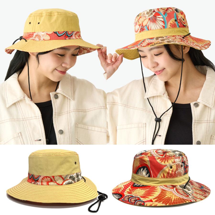 リバーシブル サファリハット 帽子 無地＆エスニック柄 60cm BIG hat