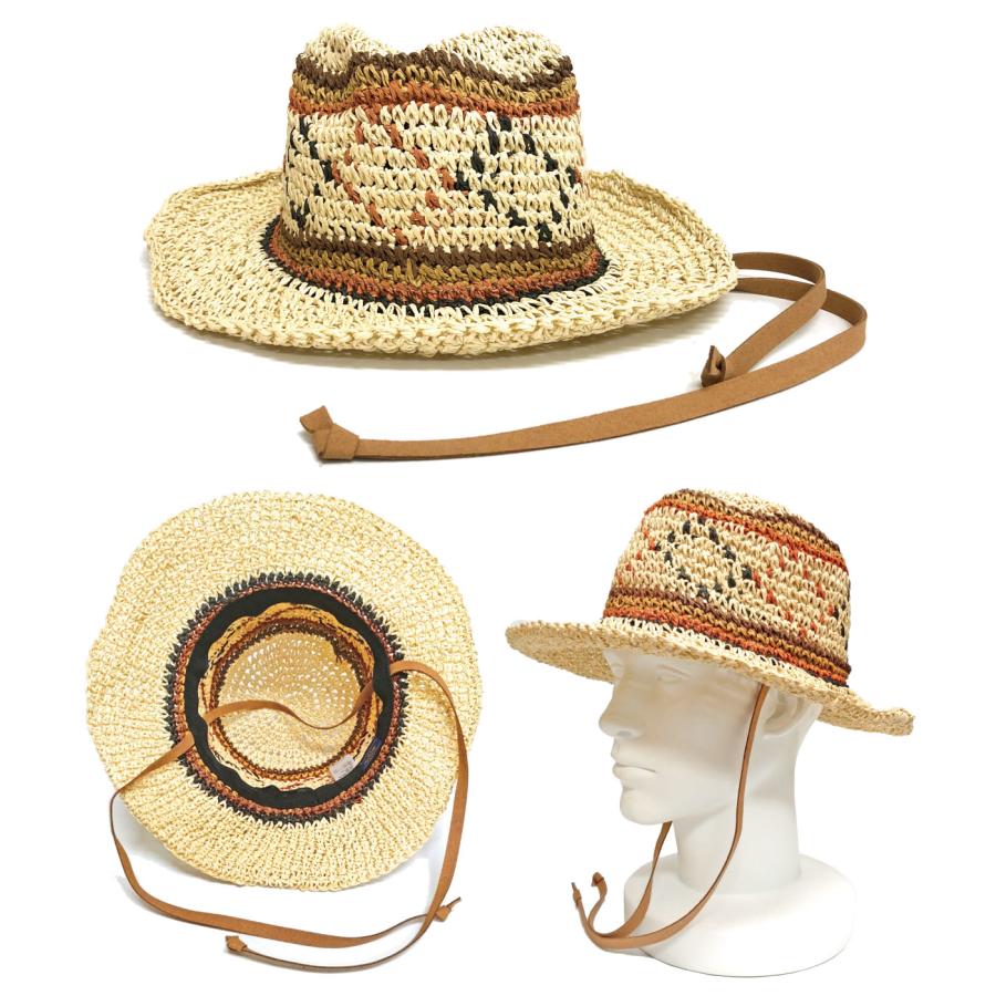 リゾート風 テンガロンハット 帽子 涼しい ペーパー素材 エスニック