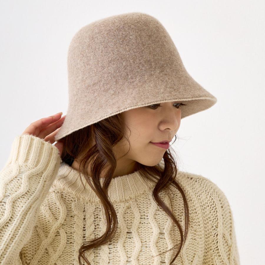 ウール混 バスククロッシェ 帽子 レディース リバーシブル 2way ハット