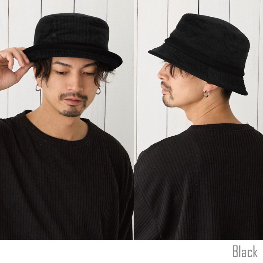 コーデュロイ素材 ポークパイハット メンズ 帽子 秋冬 無地 大きい