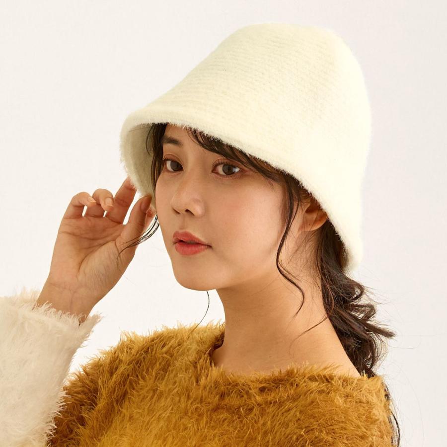 クロッシェ 帽子 ふわふわ モヘア風ニット レディース 深め ハット