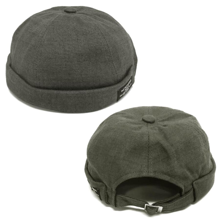 ロールキャップ 綿麻 ヘリンボーン 帽子 メンズ タグ付