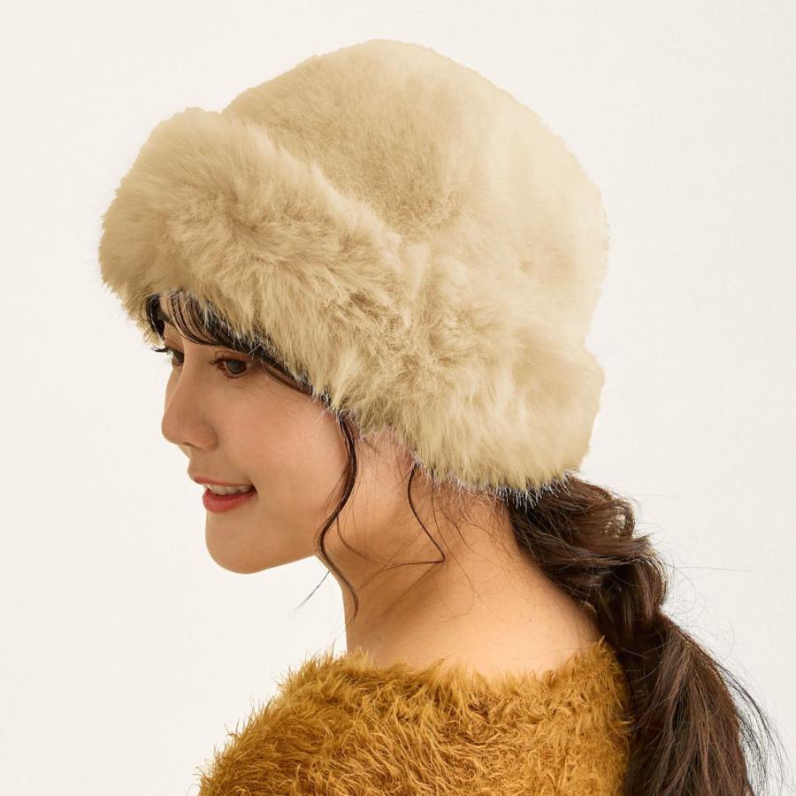 ふんわり丸い ファーハット レディース 帽子 秋冬 クローシュ ハット