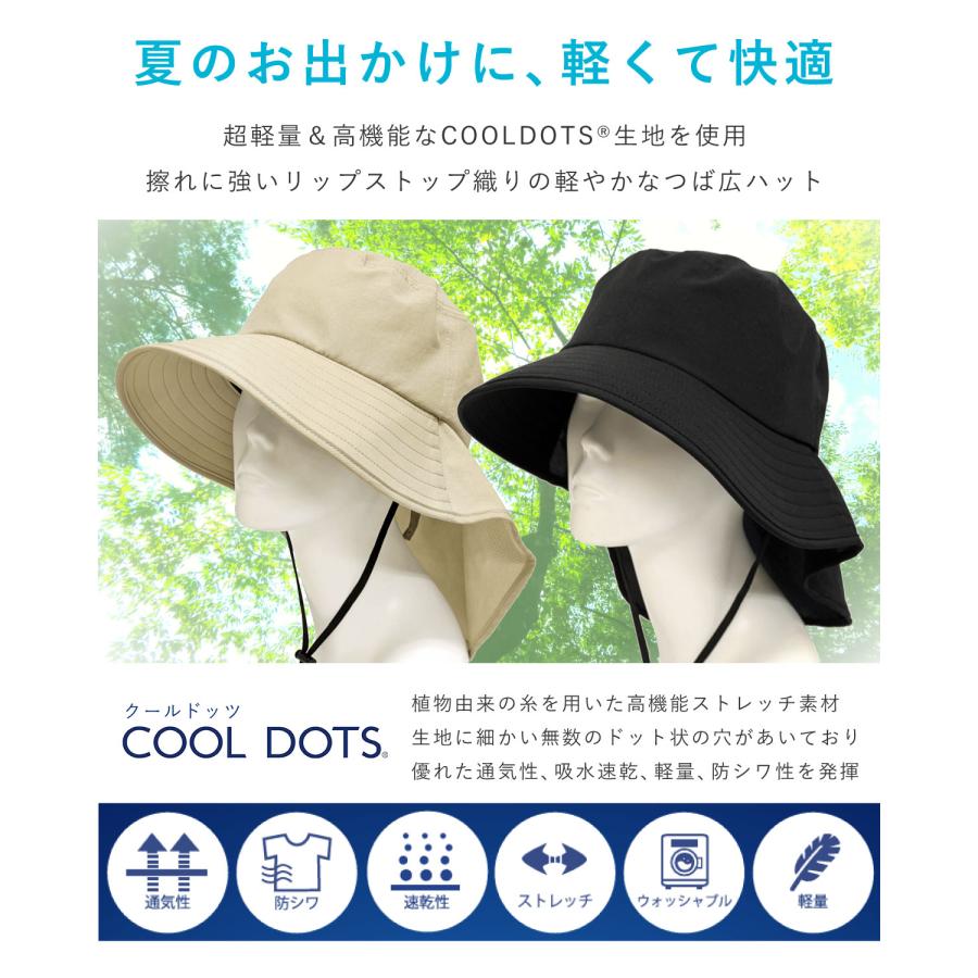 COOL DOTS ゆるふわ ハット 被る日傘 帽子 軽くて涼しい 2way サイズ