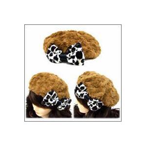 hoodlum フッドラム豹柄ベレー帽　フェイクファー　レオパード　サイズフリー hoodlum フッドラム豹柄ベレー帽 フェイクファー レオパード