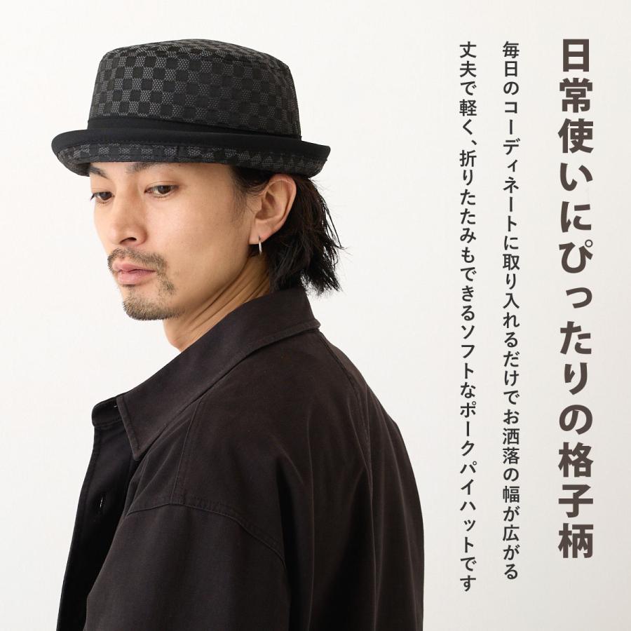 ポークパイハット 格子柄 メンズ 帽子 チェック柄 大きいサイズ 選べる