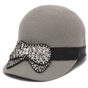 キャップ 帽子 レディース 秋冬 ジョッキー帽 フェルト 英国風