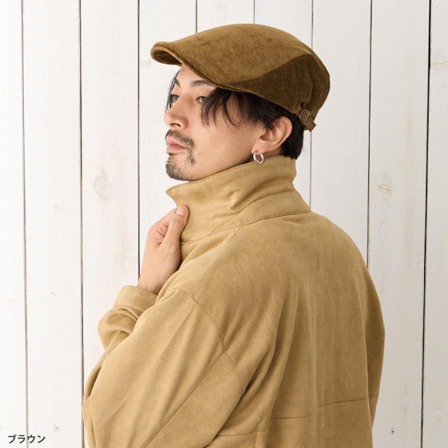 ハンチング 帽子 メンズ なめらかベロア調 スムースハンチング 微起毛