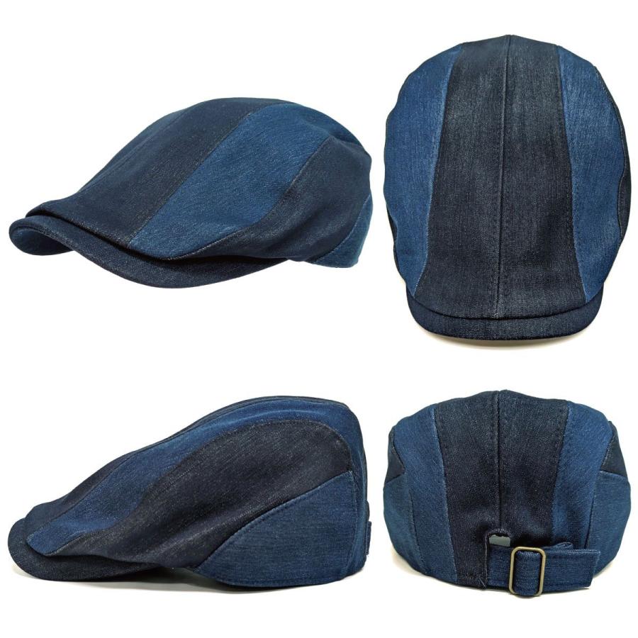 ハンチング 帽子 シルキーデニム 切り替え メンズ ゴルフ 春夏 秋冬