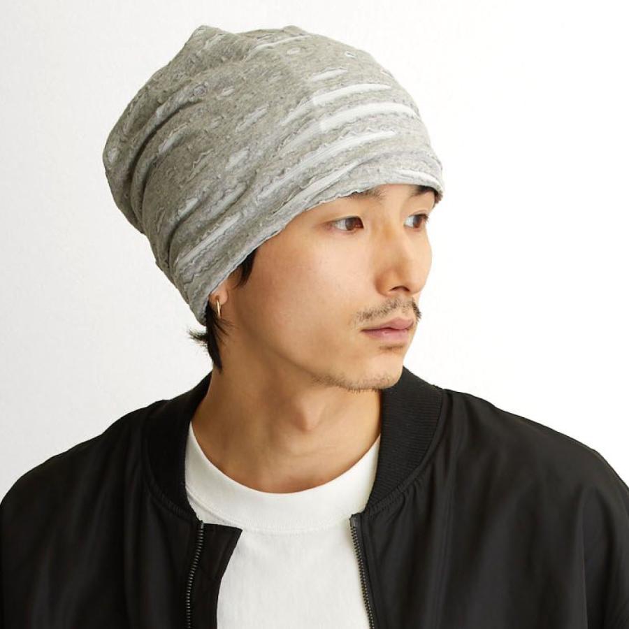 ニットキャップ 深め メンズ 帽子 室内帽子 ストレッチ生地 穴あき風