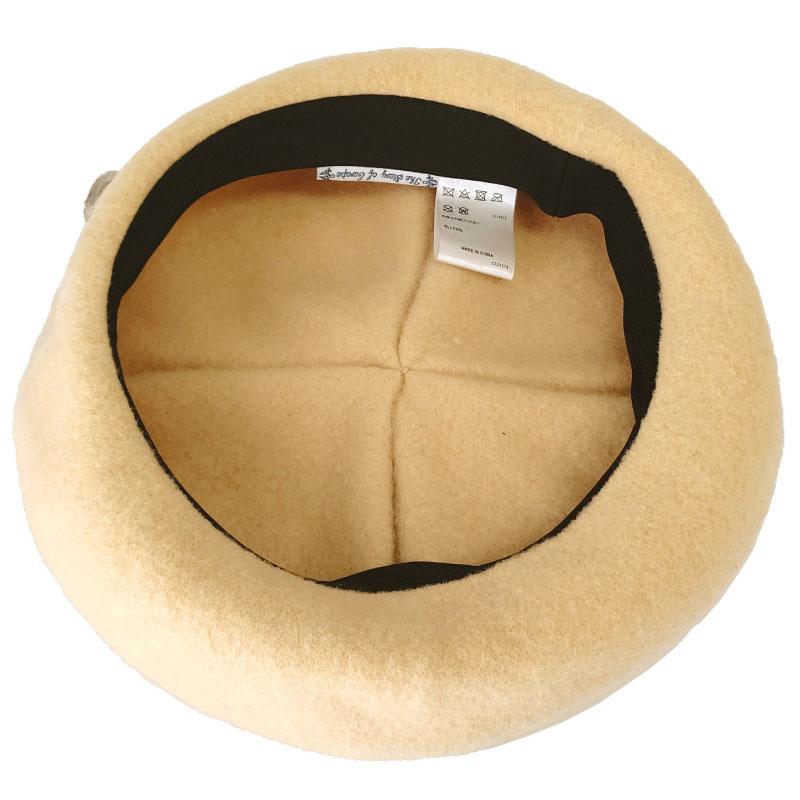 ベレー帽 レディース コロンと丸い 立体ドレープ チェコボタン飾り