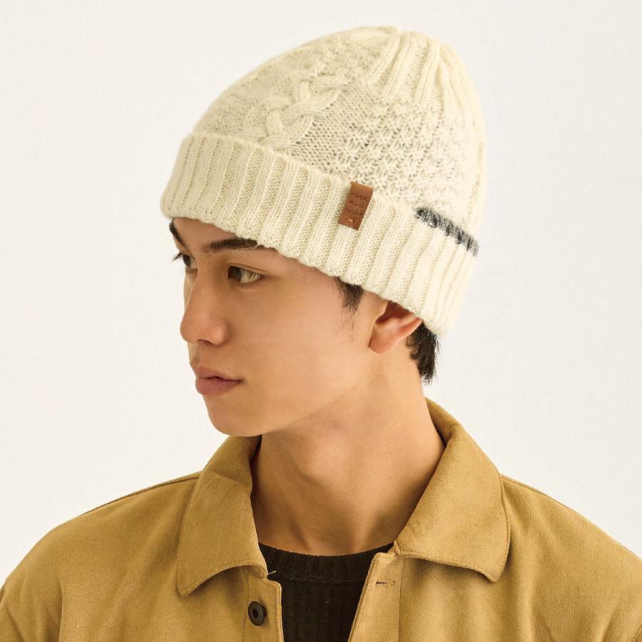 極暖 ニット帽 メンズ あったか 冬 ふわふわ ボア裏地 革タグ ニット