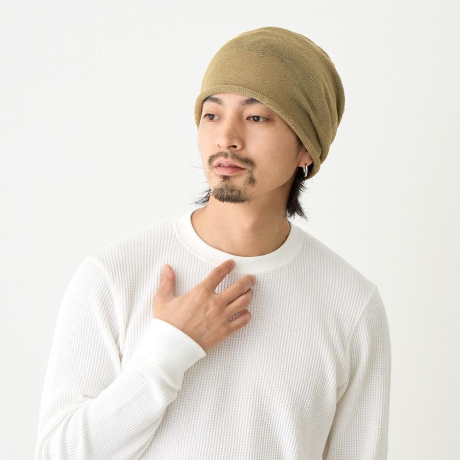 ニットキャップ 涼しく快適 春夏 ニット帽 綿麻 メッシュ ロールアップ