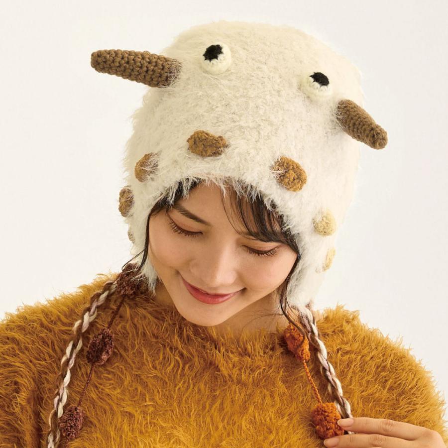 モンスター 可愛い 耳あて付き ニット帽 フード帽 耳まで暖かい 個性的