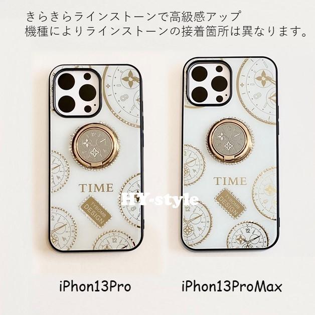 リング付き iPhoneケース　キラキラ　TIME 時計柄 落下防止　SE3　 iPhone 15 14 13 ケース Pro MAX 12 mini  アイフォンケース　韓国  人気 携帯 スマホケース｜hy-style｜06