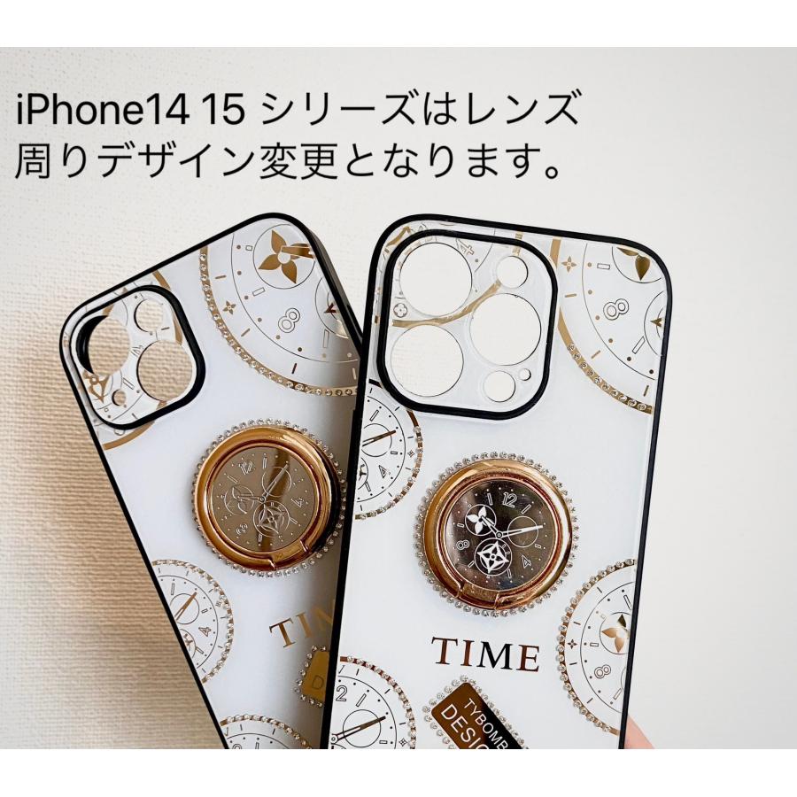 リング付き iPhoneケース　キラキラ　TIME 時計柄 落下防止　SE3　 iPhone 15 14 13 ケース Pro MAX 12 mini  アイフォンケース　韓国  人気 携帯 スマホケース｜hy-style｜10