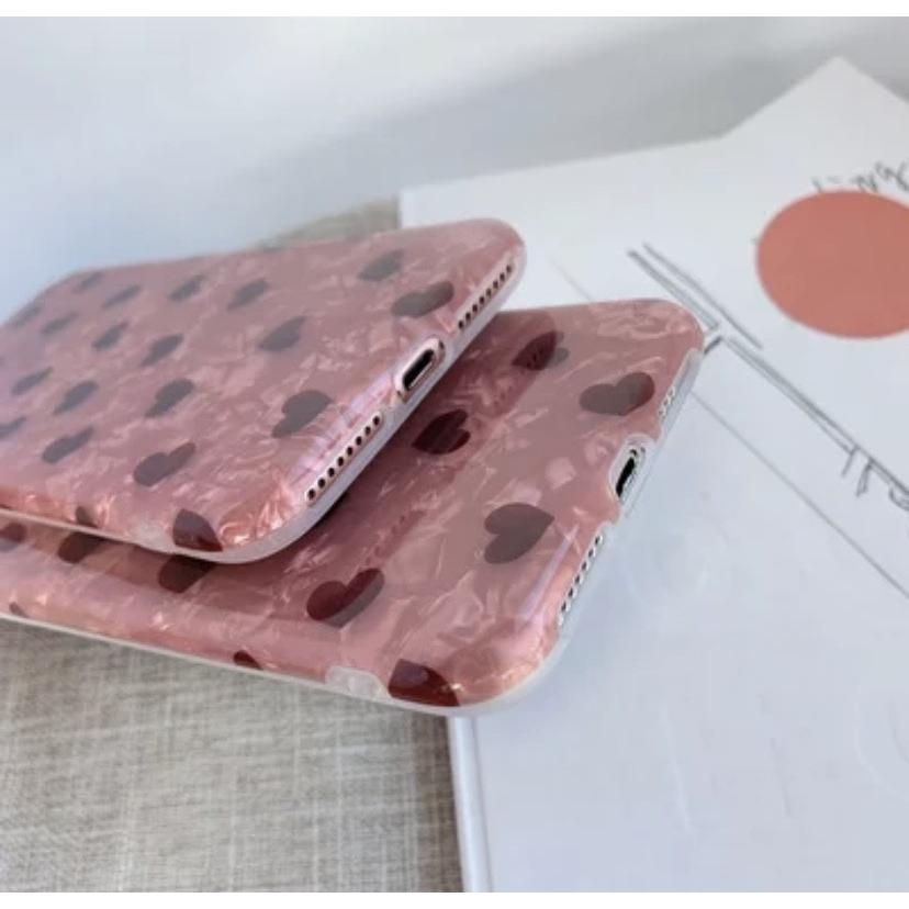 iPhone ハート柄 ピンク シェル レッド iPhoneケース アイフォン12