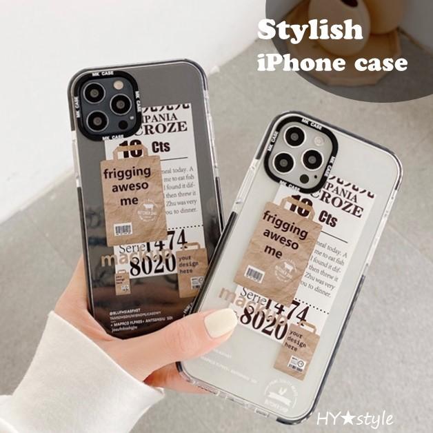 iPhone スタイリッシュ クリア ロゴ 英字 iPhone13ケース アイフォン