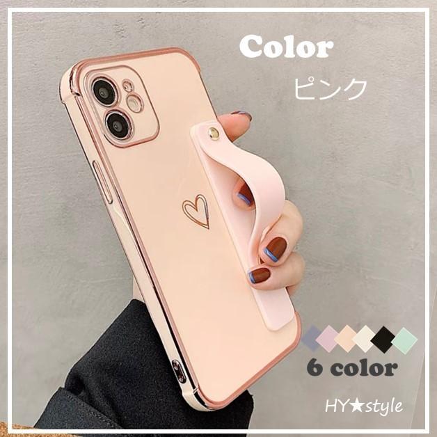 ベルト付き　iPhoneケース 　スマホケース　SE2　SE3  iPhoneケース mini アイフォケース　12 Pro MAX  11 くすみカラー　ハート　かわいい　韓国　人気　｜hy-style｜07