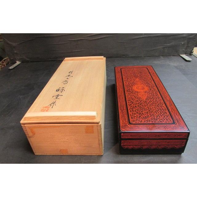 茶道具 キンマ 蒟醤塗 月 大棗 紫野 松◯堂 印あり 共箱？ だ堂作 蒟醤